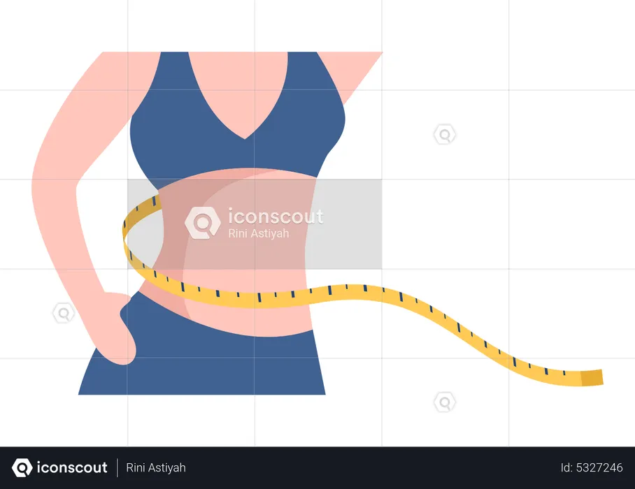 Woman with streamline waist measurement  Illustration