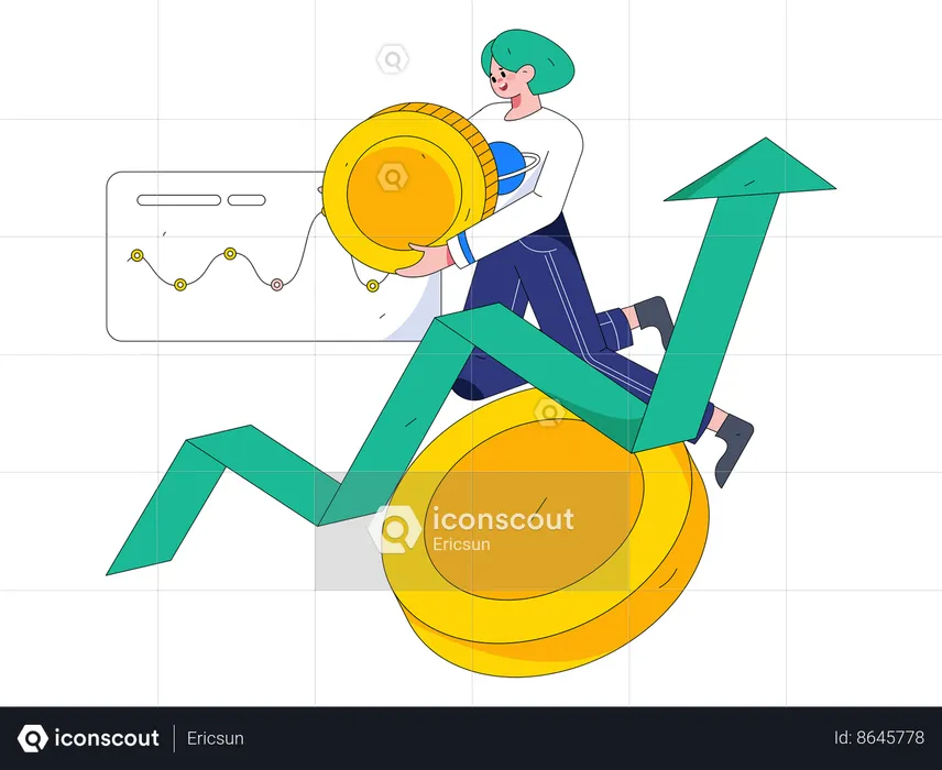 Woman with successful investment  Illustration