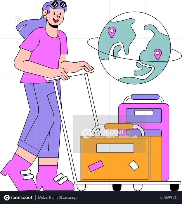 Woman with Suitcase  Illustration