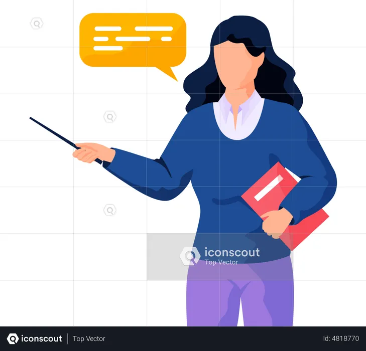 Woman with textbook and pointer  Illustration