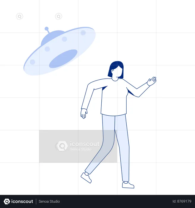 Woman with ufo  Illustration