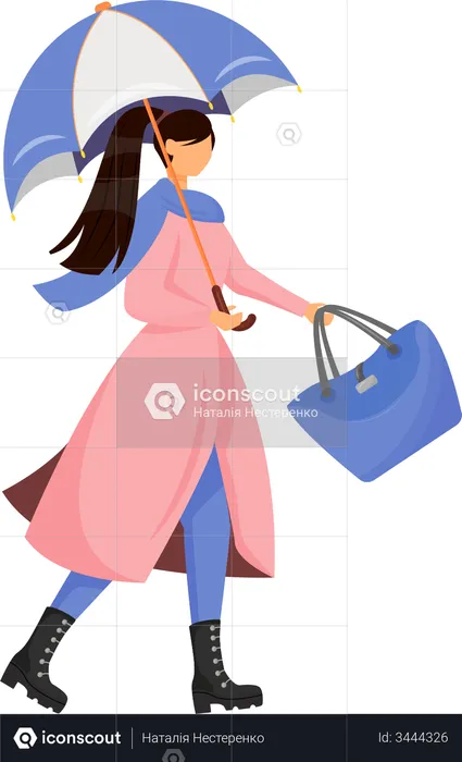 Woman with umbrella  Illustration