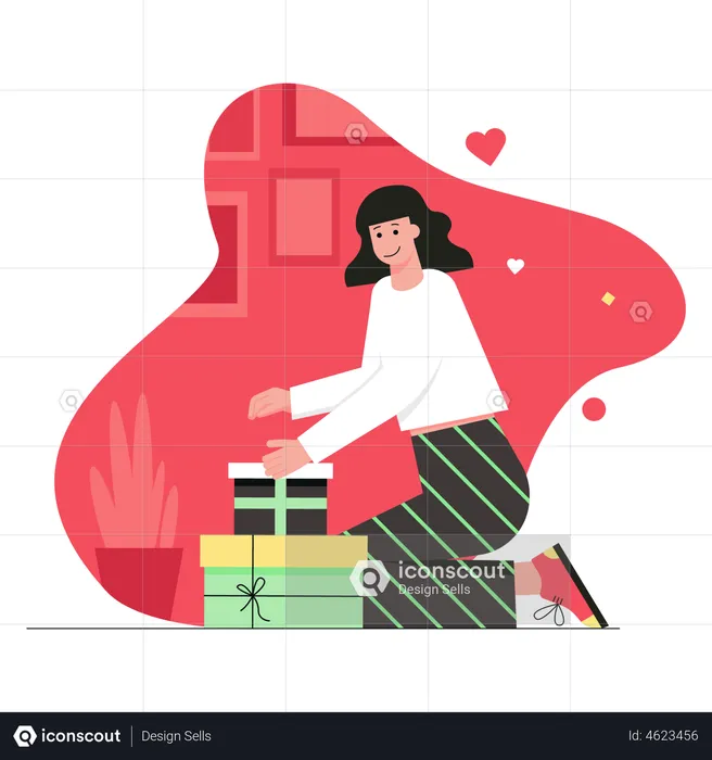 Woman with valentine gift  Illustration