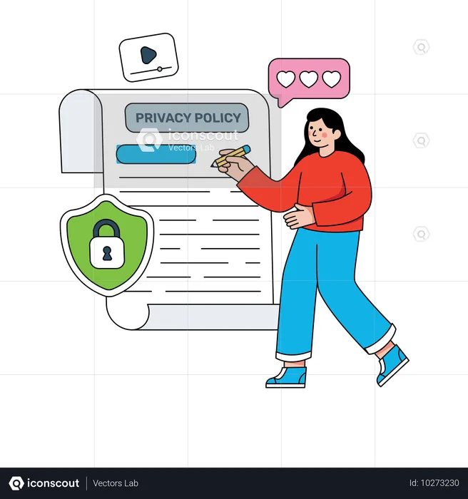 Woman With Video Privacy Policy  Illustration