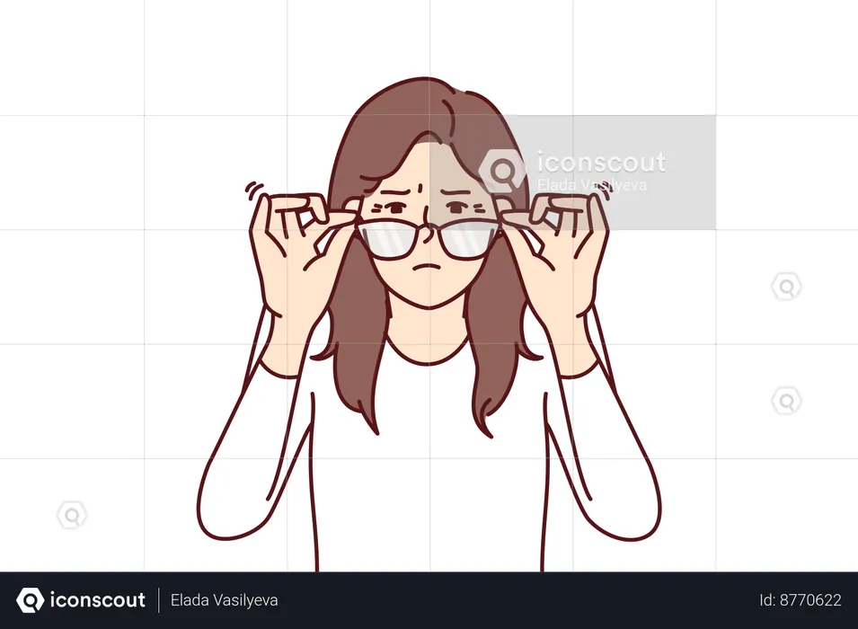 Woman with vision problems is not able to see  Illustration