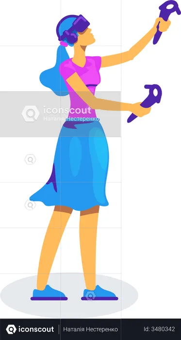 Woman with VR equipment  Illustration