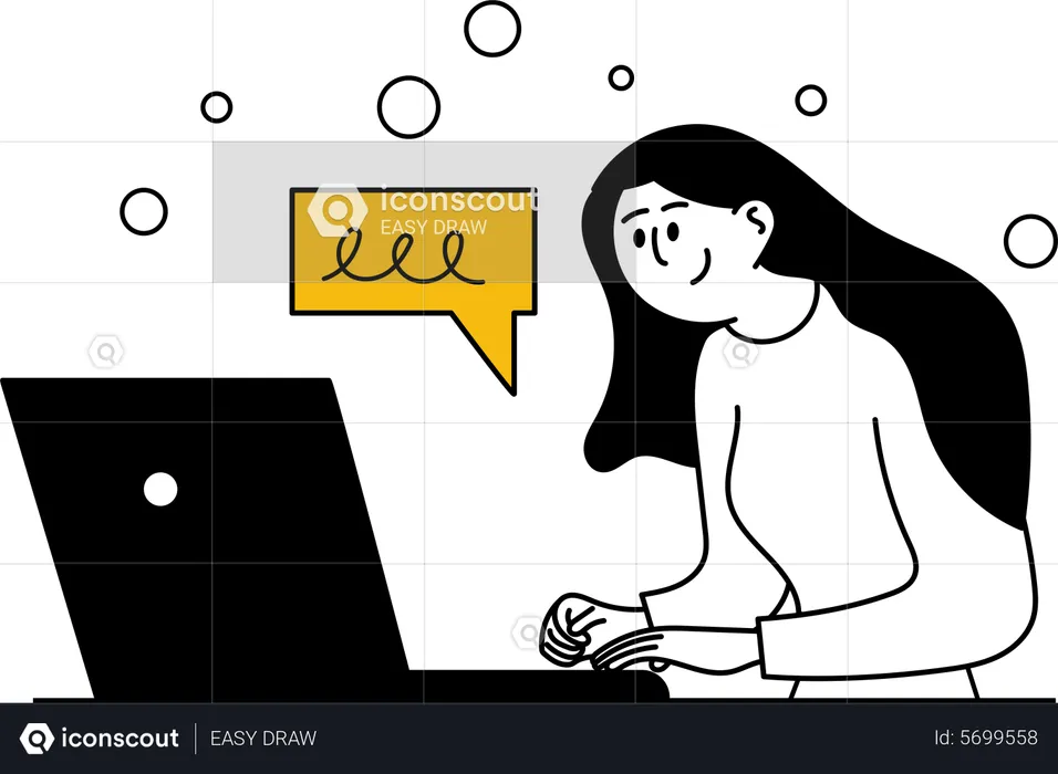 Woman work on laptop  Illustration