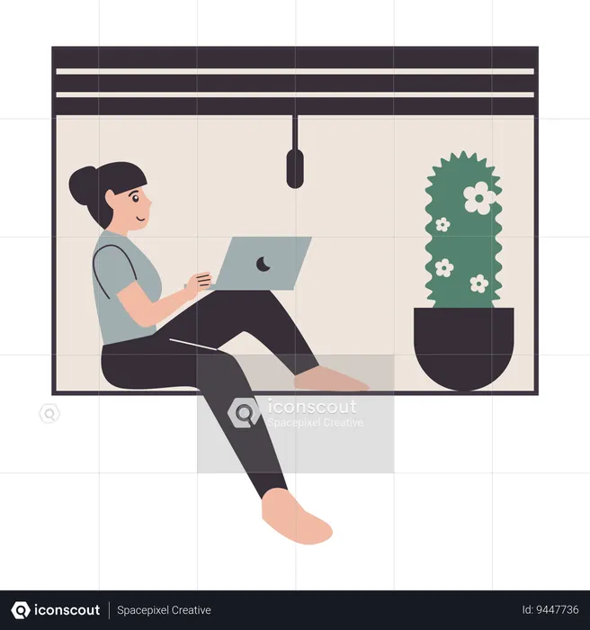 Woman work online or freelance  Illustration