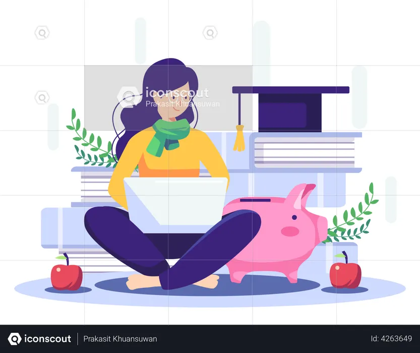 Woman worked to save money for herself  Illustration