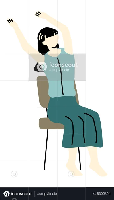 Woman worker doing Office Exercise  Illustration