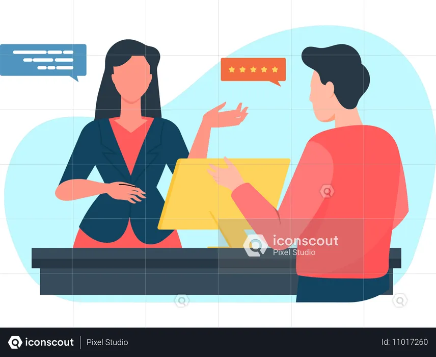 Woman working as customer assistance  Illustration