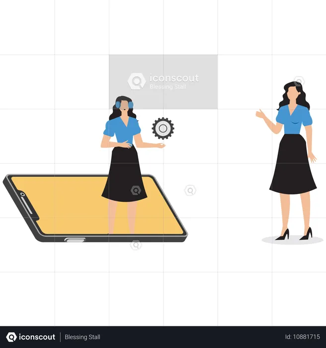 Woman working as customer support  Illustration