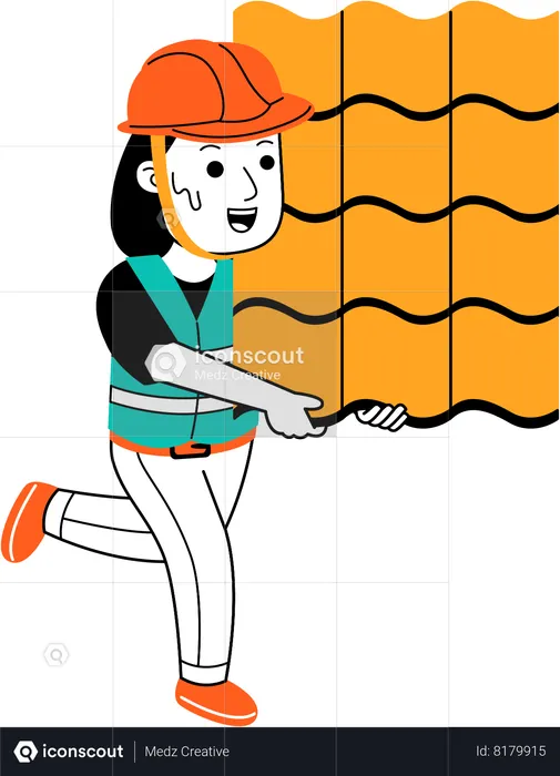 Woman working at construction site  Illustration