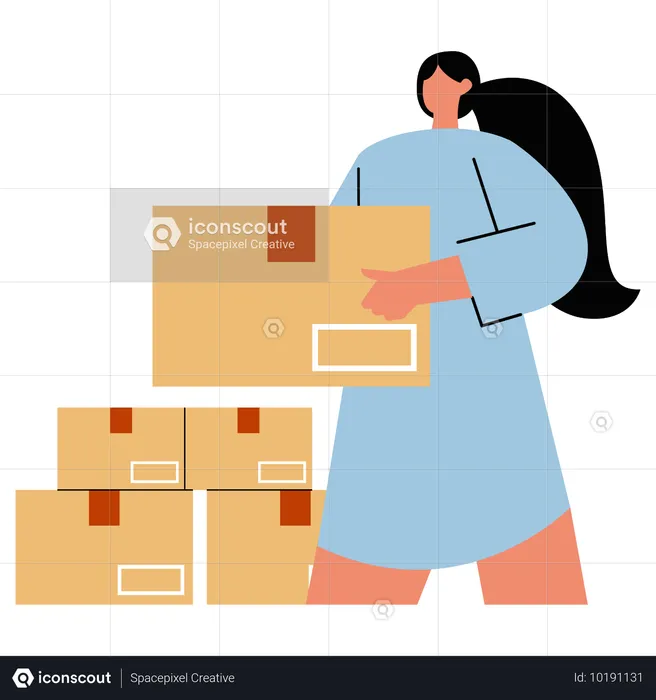 Woman working at delivery warehouse  Illustration