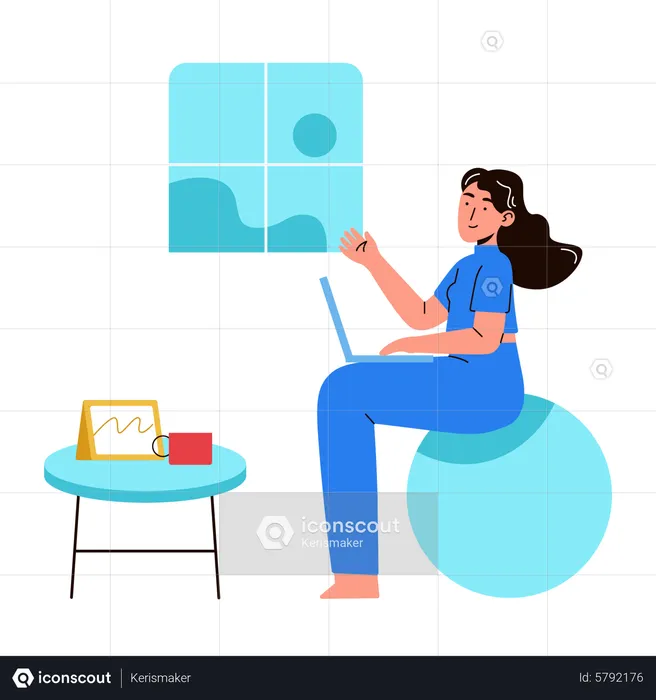 Woman working at home  Illustration