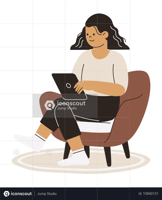 Woman working at home  Illustration