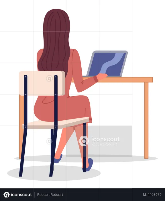 Woman working at office desk  Illustration