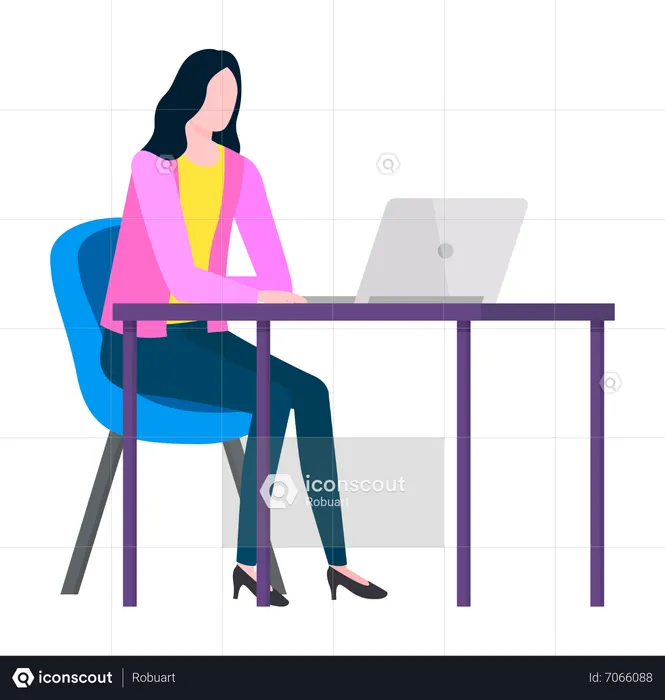 Woman working at office  Illustration