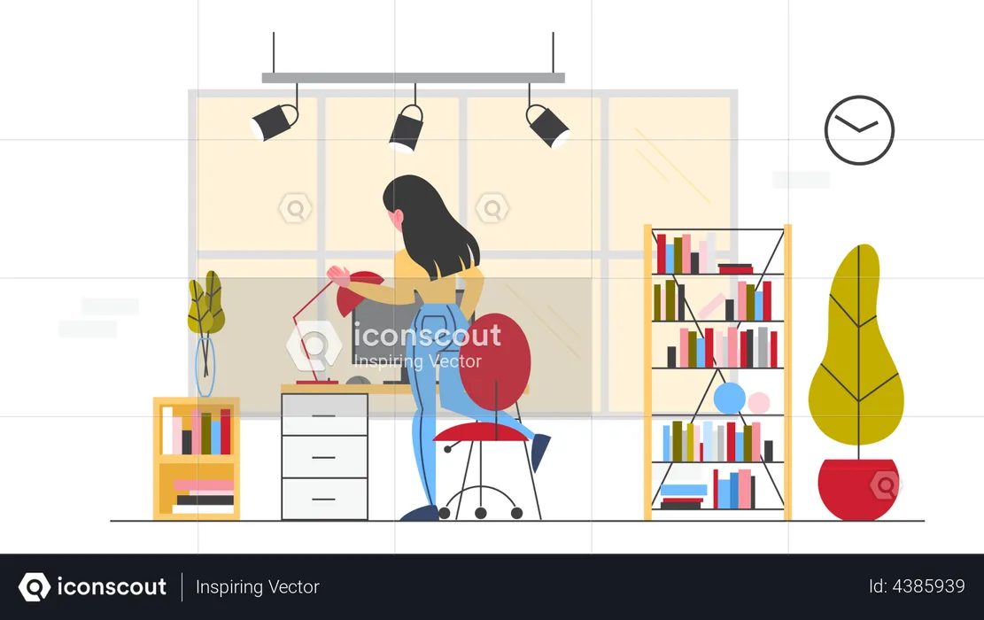 Woman working at office workspace  Illustration