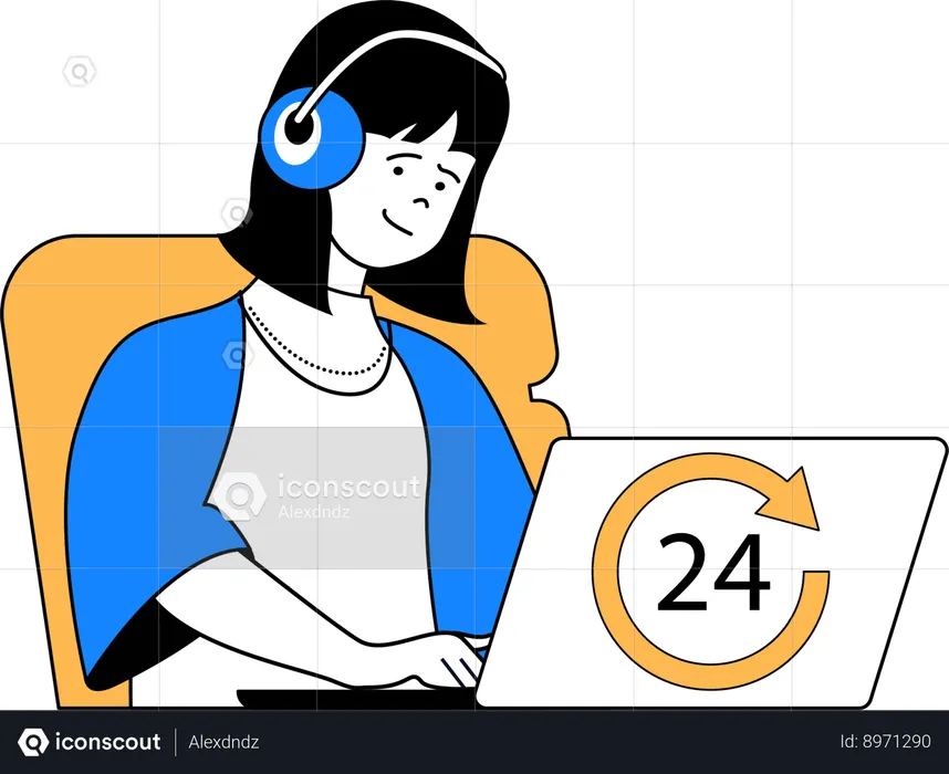 Woman working in call centre  Illustration