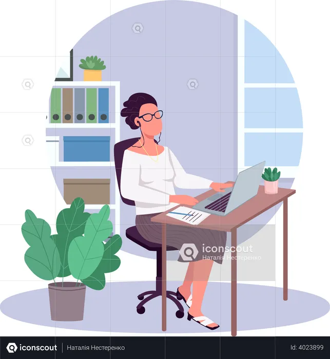 Woman working in office  Illustration