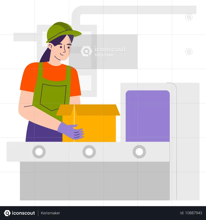 Woman working in packing department  Illustration