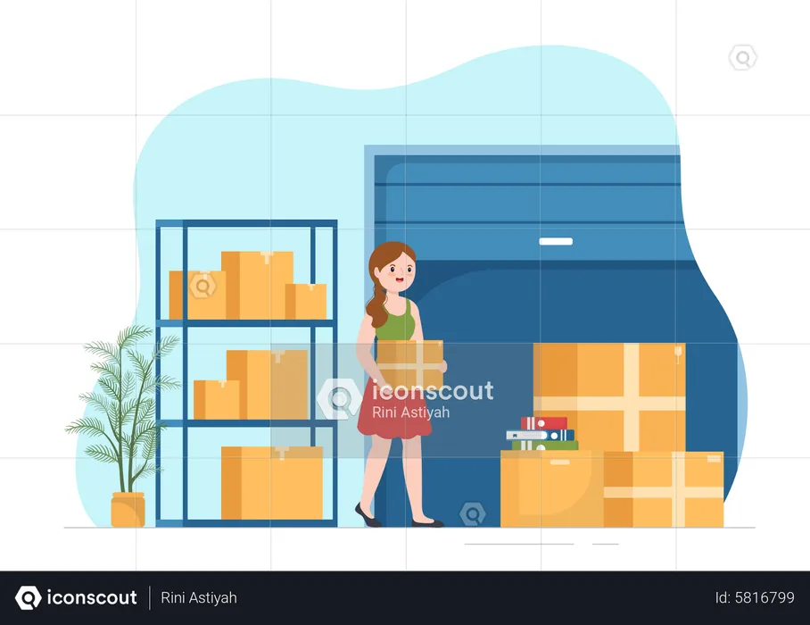 Woman working in Self Storage  Illustration