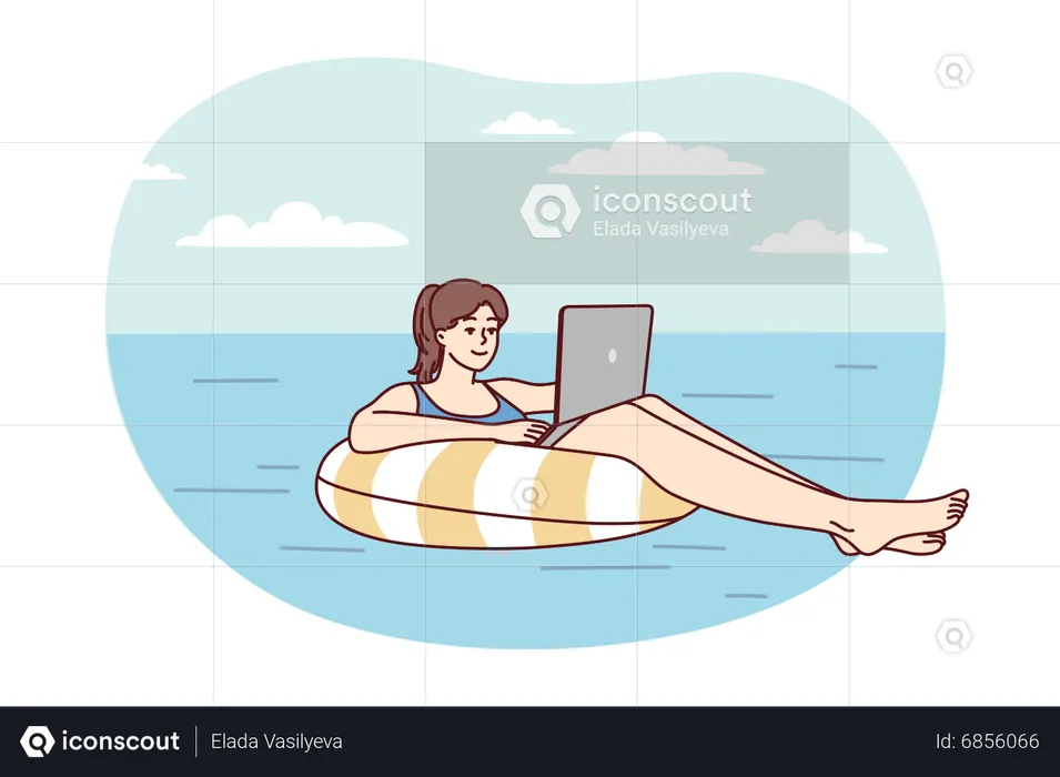 Woman working in swimming pool  Illustration