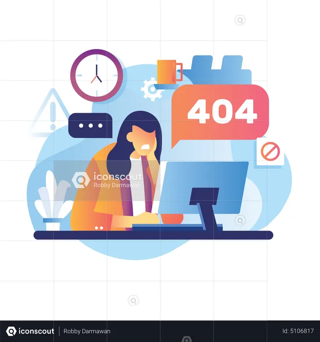 Woman working in technical support  Illustration