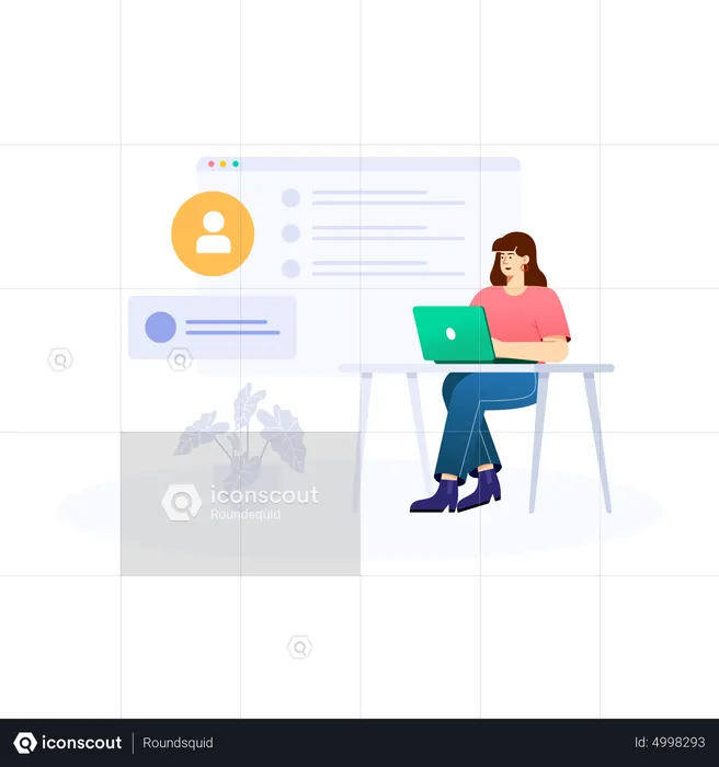 Woman Working On Account Management  Illustration
