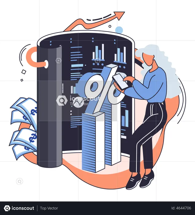 Woman working on accounting  Illustration