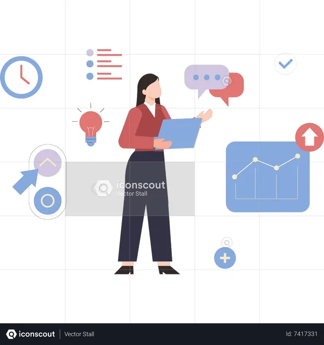 Woman working on analysis  Illustration