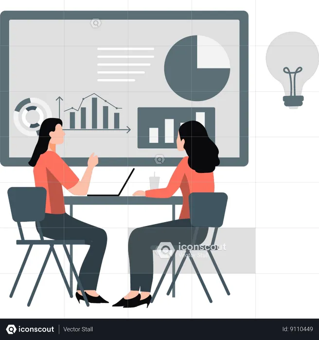 Woman working on business  Illustration