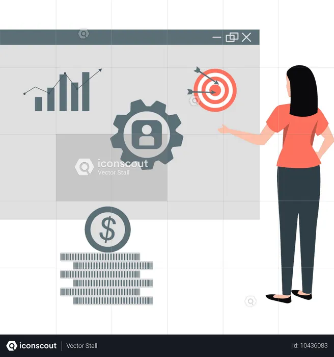 Woman working on business management  Illustration