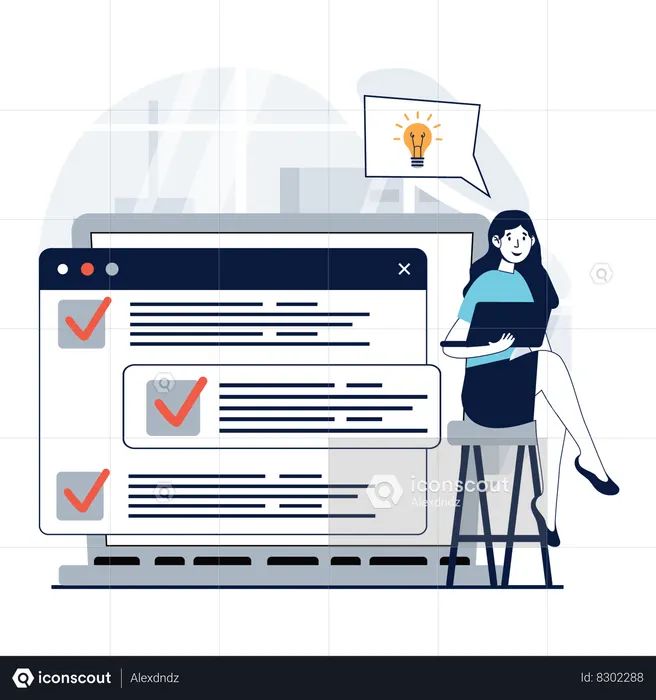 Woman working on Business Planning  Illustration