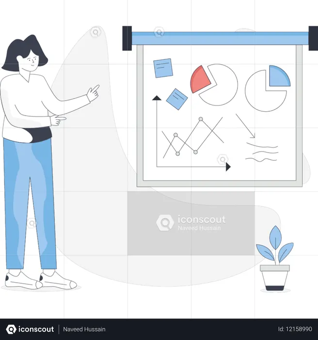 Woman working on business strategy  Illustration