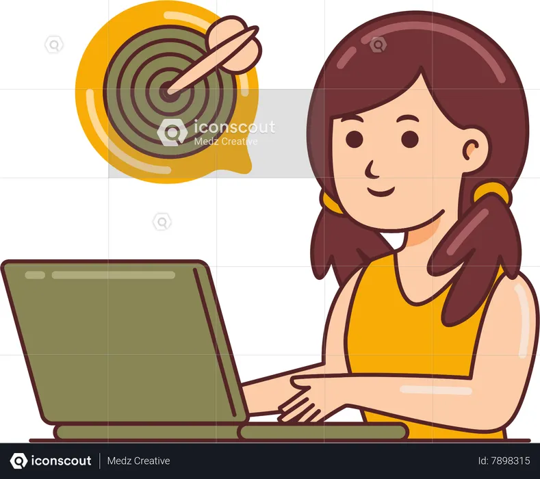 Woman Working on business target  Illustration
