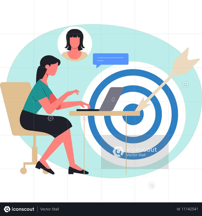 Woman working on business target  Illustration