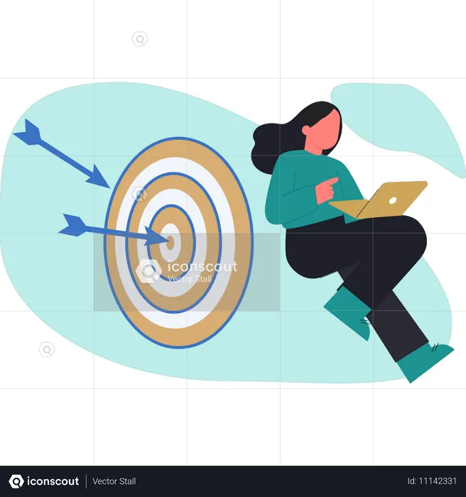 Woman working on Business target  Illustration