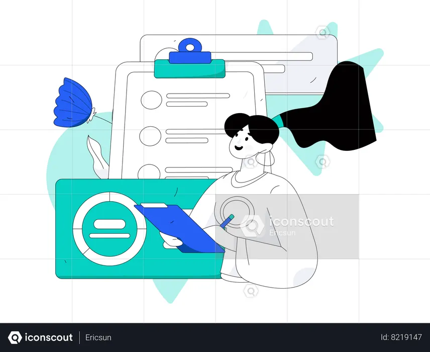 Woman working on business task  Illustration