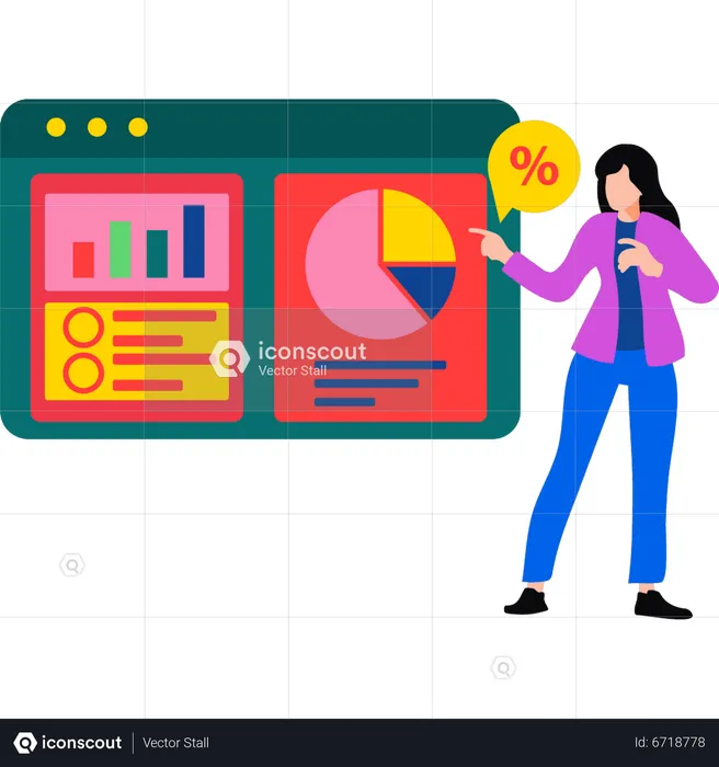 Woman working on chart  Illustration