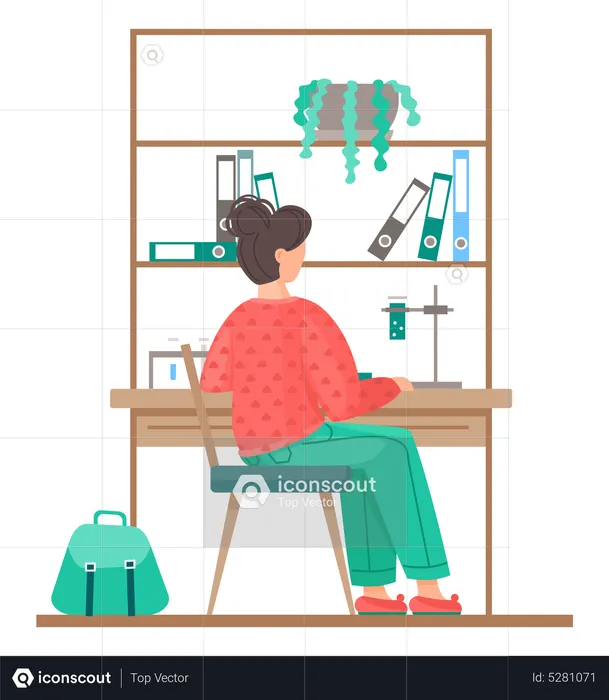 Woman working on chemical experiments  Illustration