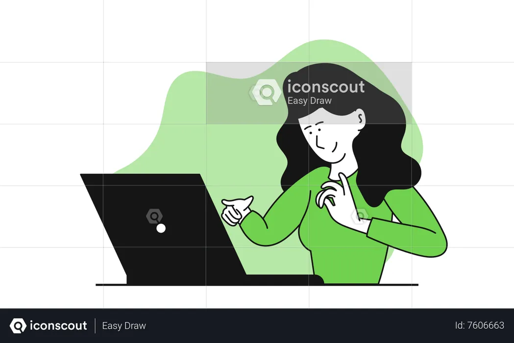 Woman working on computer  Illustration