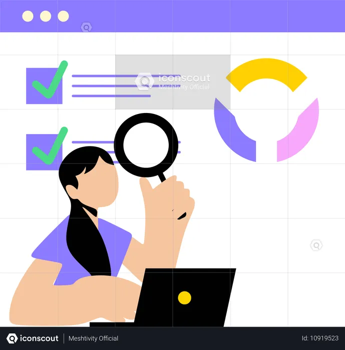 Woman working on control system  Illustration