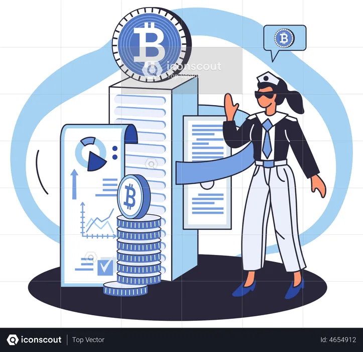 Woman working on crypto analysis  Illustration
