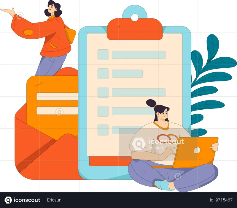 Woman working on customer behaviour  Illustration