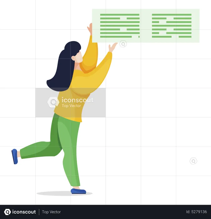 Woman working on data analytics  Illustration