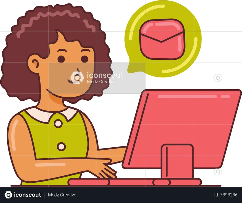 Woman Working on email marketing  Illustration