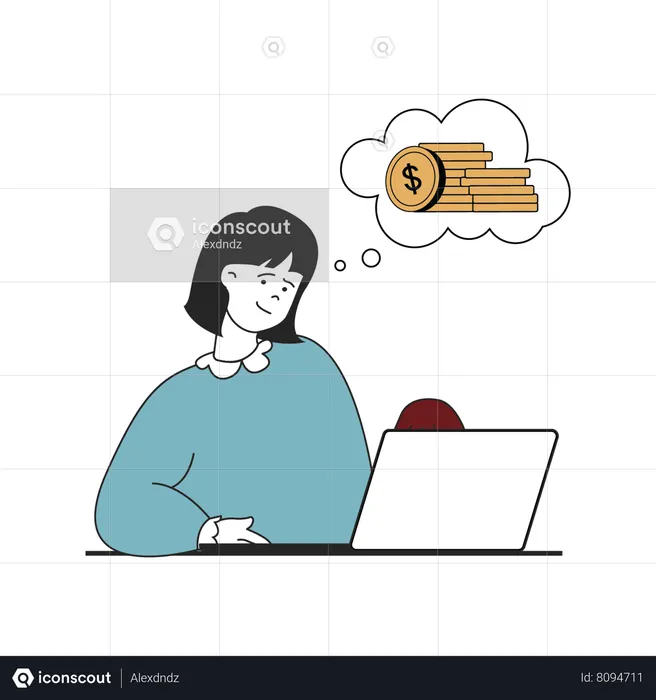 Woman working on finance  Illustration
