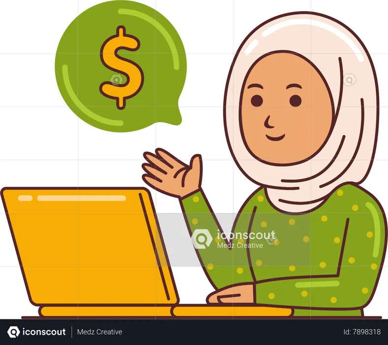 Woman Working on finance management  Illustration